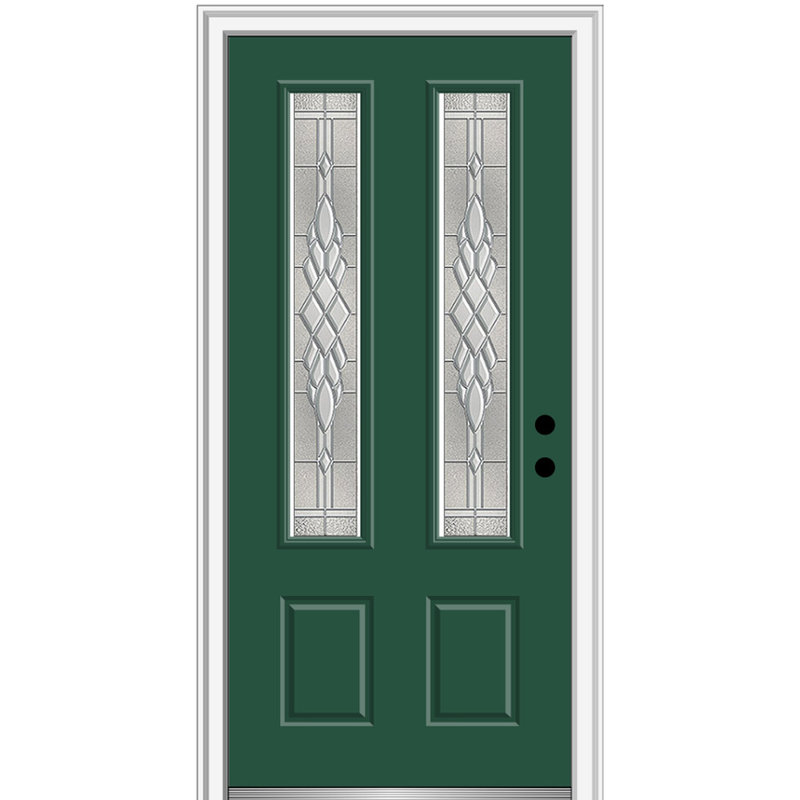 Porte d'entrée pré-montée en fibre de verre 2 ou 3 panneaux Grace Grace, Vert forêt, Ouverture vers la gauche