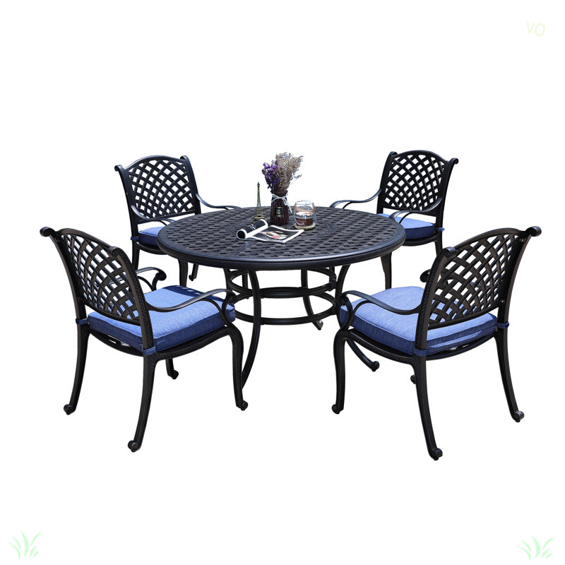 Ensemble de salle à manger rond pour 4 personnes 51,97 po, Antique Navy Blue