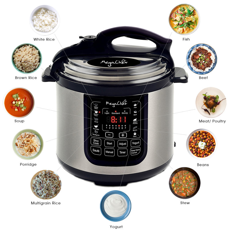 MegaChef 8-Quart Stainless Steel Digital Pressure Cooker