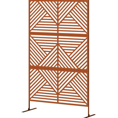 Clôture d'intimité pour l'extérieur en métal - écran et treillis pour plantes grimpantes, séparation rapide de l'espace, couleur brune, matériau en acier, l 48 po x P 17,7 po H 78 po, clôture décorative requise, cloison, losange