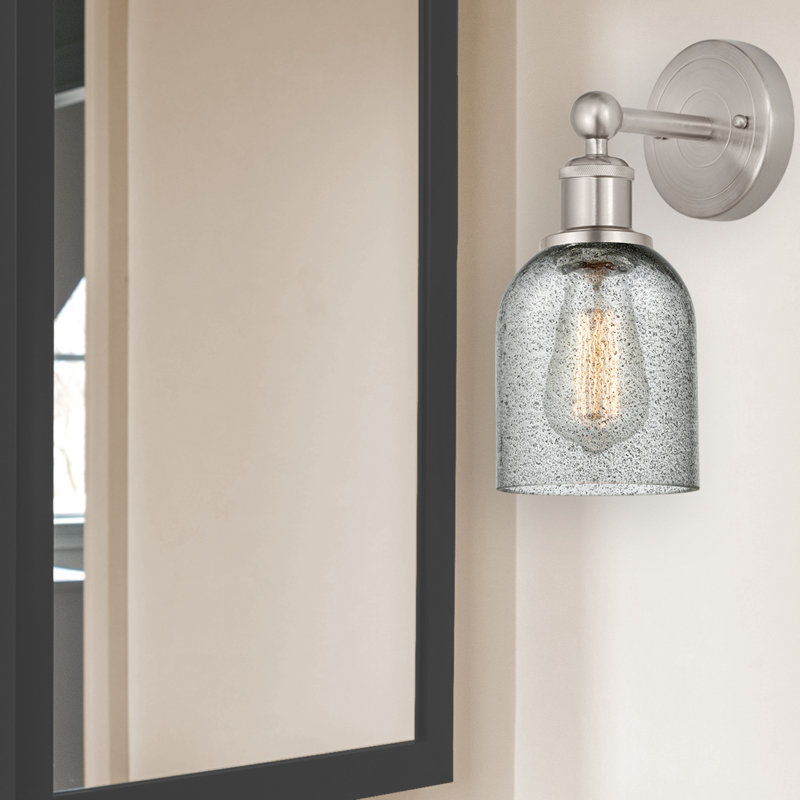 Applique murale à bras en acier 1 lumière Carmi, Gris anthracite, Nickel satiné brossé