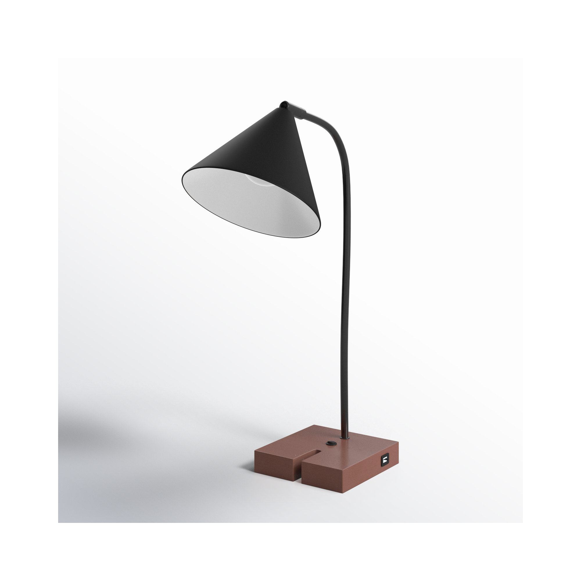 Dalli Solid Wood USB Desk Lamp, Walnut, Black