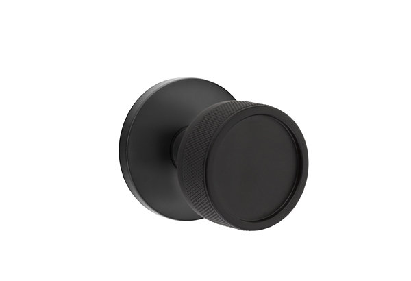 Emtek Select Privacy Knobset w/ Disk Rosette, Conical Stem & Knurled Knob, Flat Black