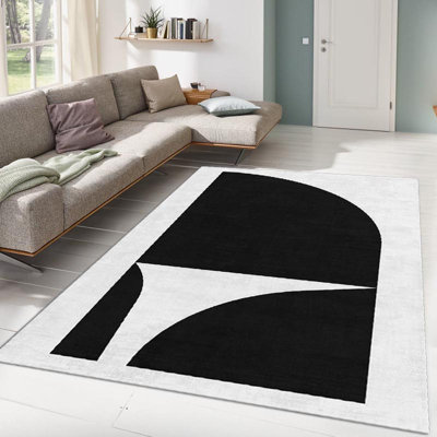 Non-Slip Area Rug, 100% Polyester, 47.2 x 70.9 inches | Raschel Knitting, Pile Height: 0.4 inches | Woven Carpet with Felt Dot Underside, Machine Washable | Stylish Digital Print Design for Home Decor