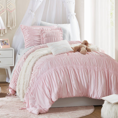 4 Pieces Twin/Twin XL Comforter Set,Pink
