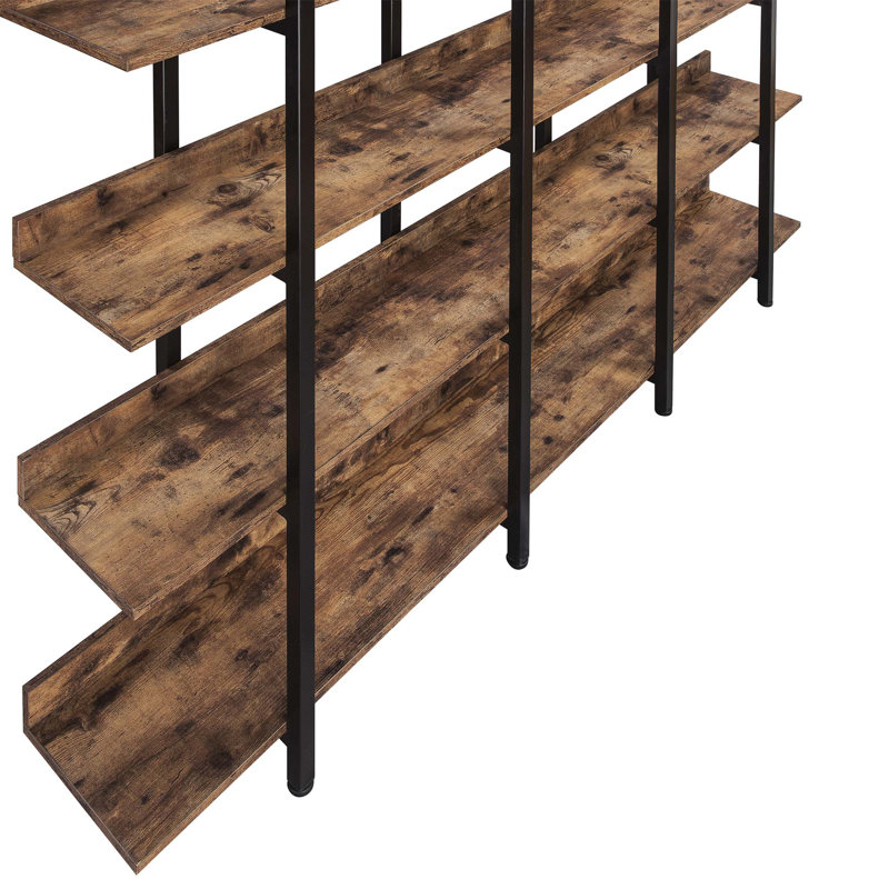 5 Tier Bookcase Home Office Open Bookshelf, Vintage Industrial Style Shelf With Metal Frame, MDF Board (Old Sku:WF286176AAT/N725P247766T)