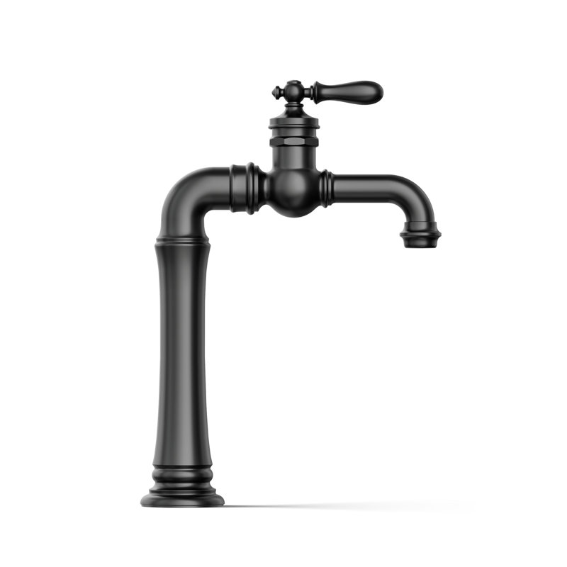 Artifacts Gentleman's Single Hole Bathroom Faucet with Drain Assemby, Matte Black