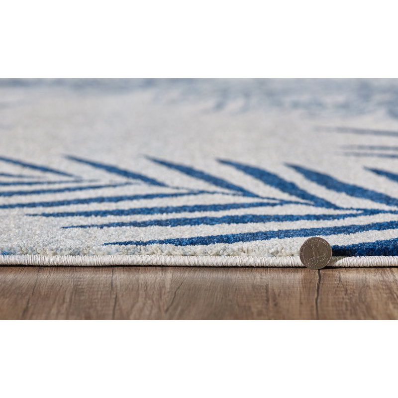 Tapis Alessa, Rectangle 9 pi 10 po x 13 pi 2 po, Ivoire / Bleu marine