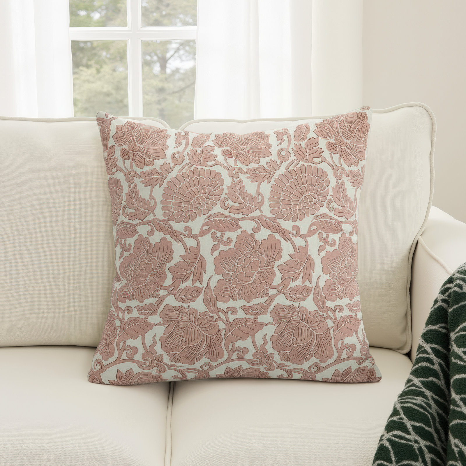 Ima Floral Cotton Throw Pillow, Polyester, 18" x 18"