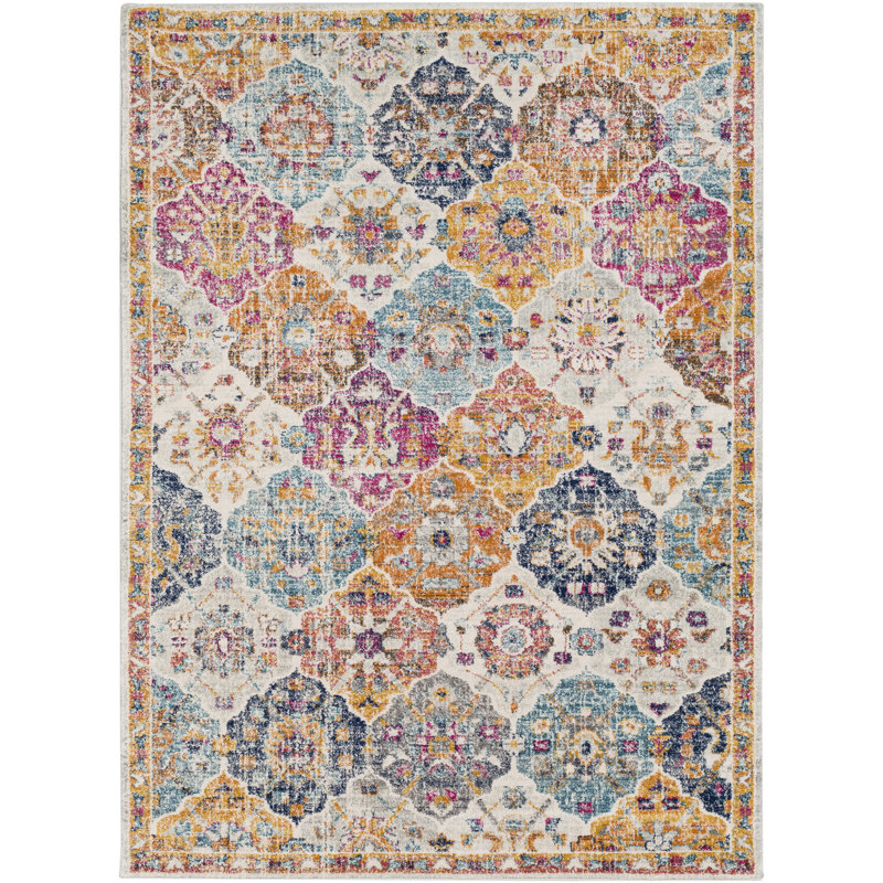 Sterne Machine Woven Beige/Blue/Orange/Pink/Teal/Yellow Indoor Rug, Rectangle 160 x 220 cm