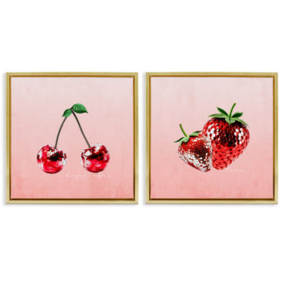 Ensemble de 2 cadres flottants Happiness & Love Disco Fruits, design par Kim Allen