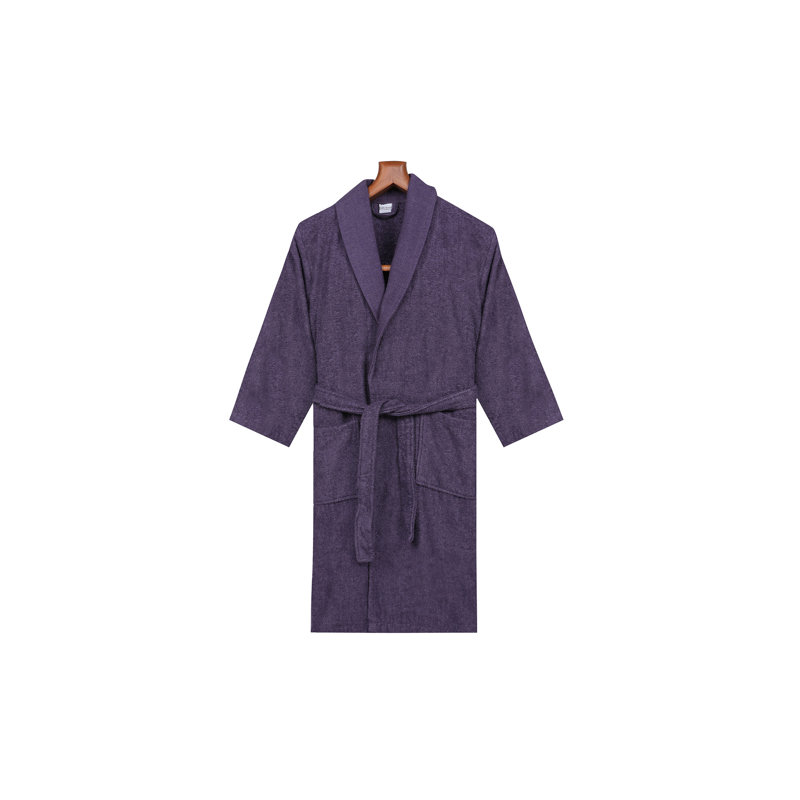 Peignoir au-dessus du genou 100% coton avec poches Leong, M, Mauve