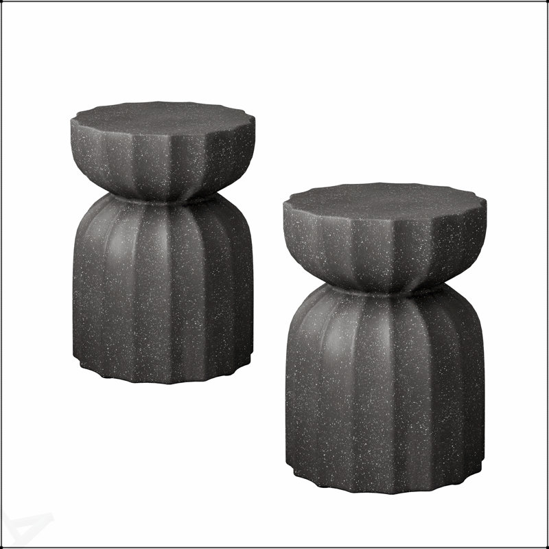 Modern Outdoor And Indoor Waterproof Coffee Table And Side Table Set, Durable Mgo Cement Design For Patio, Garden, And Living Room, 2PC