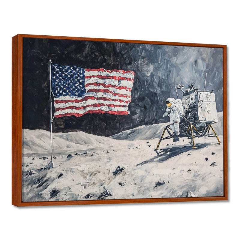 Laerte abstraite Apollo 13 Mission Moon Conquest II - lune, art mural, H 30 po x l 40 po, Brun, Impression encadrée flottante
