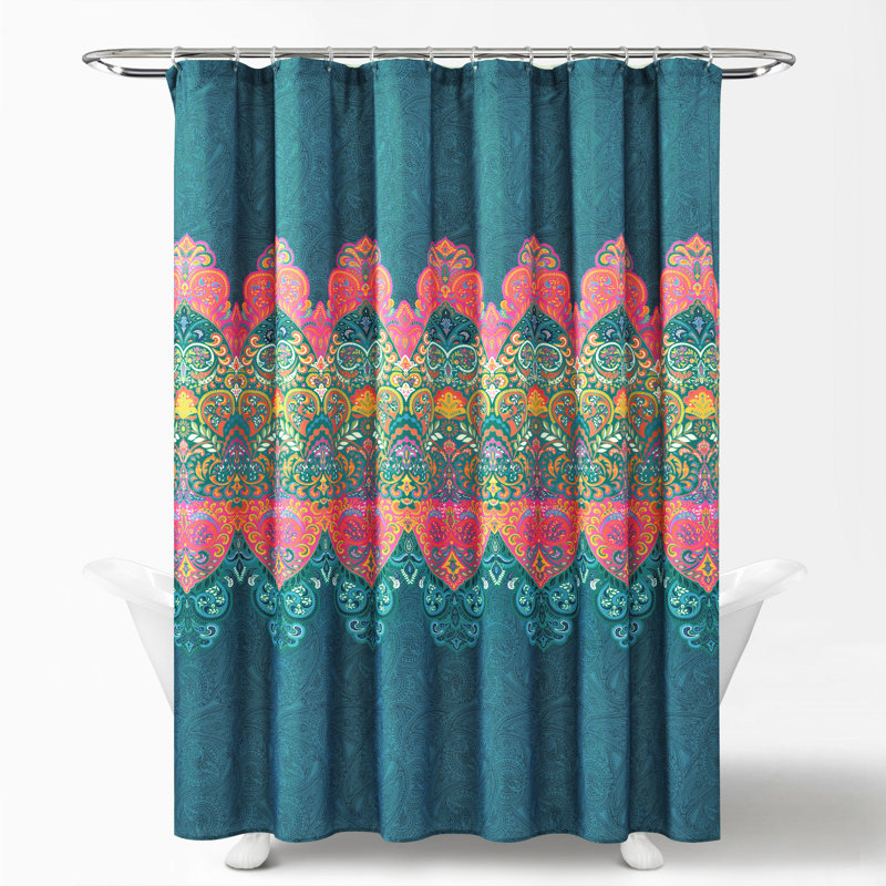 Ensemble de 14 pièces de rideau de douche avec crochets et doublure inclus Lush Decor Boho Chic