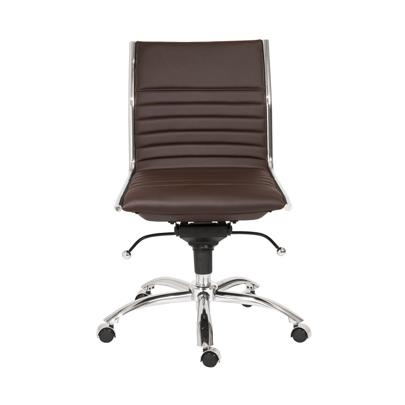 Naida Faux Leather Swivel Task Chair , Brown Faux Leather, No