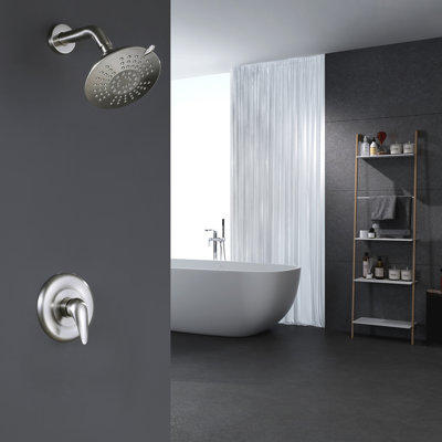 Ensemble de douche 5 fonctions pour salle de bain en laiton avec système de douche complet à poignée simple avec valve à pression équilibrée