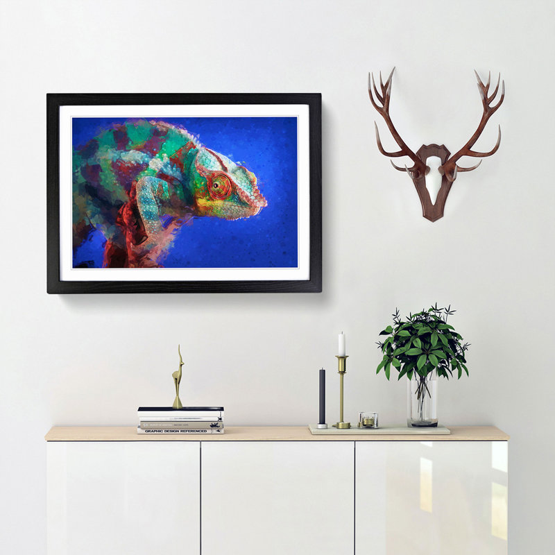 A Chameleon in Abstract - Picture Frame Graphic Art Print, Black Framed, 27cm H x 36cm W x 2cm D