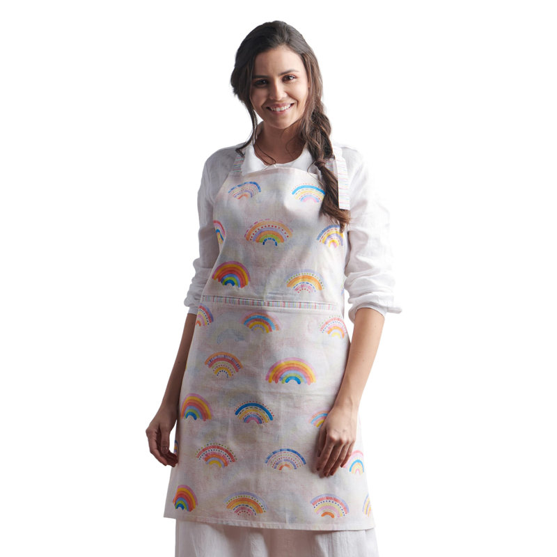 Maison d' Hermine 100% Cotton Apron for women with Pocket Kitchen Chef Apron for Men Cooking Gardening Server Waitress Maid (Over The Rainbow).