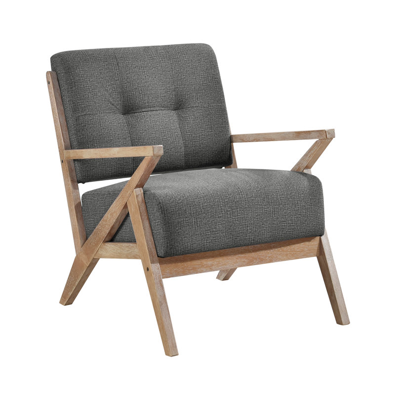 Fauteuil de 27,5 po de large Jakye, Polyester 100 % gris foncé