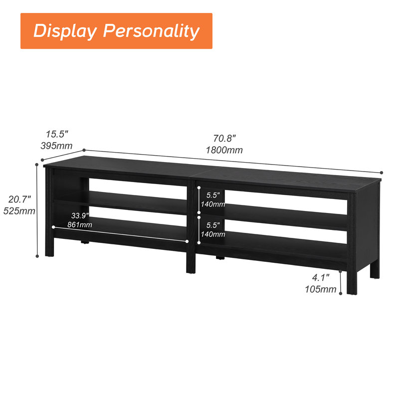 Ashae Unfinished TV Stand for TVs up to 75", Black