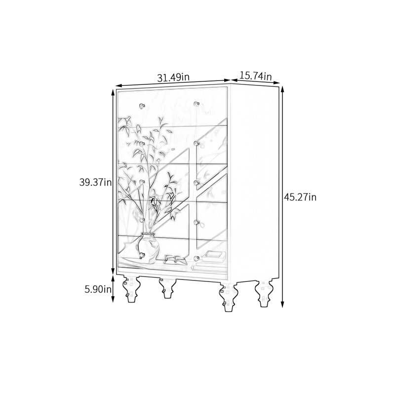 Commode 5 tiroirs en bois massif pour le rangement de la décoration intérieure, Noyer