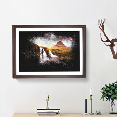 Kirkjufell Waterfalls & Mountain - Picture Frame Graphic Art Print