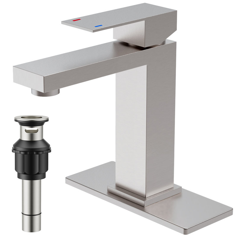Single-Hole Bathroom Faucet with Drain Assembly, Brushed Nickel