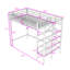 Lit mezzanine simple en métal avec tablettes, escalier de rangement et garde-corps-1761093992