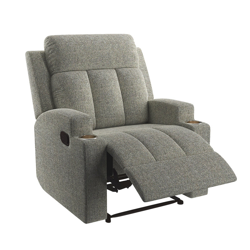 Cozy Comfortable Cushioned Recliner, Gray Polyester