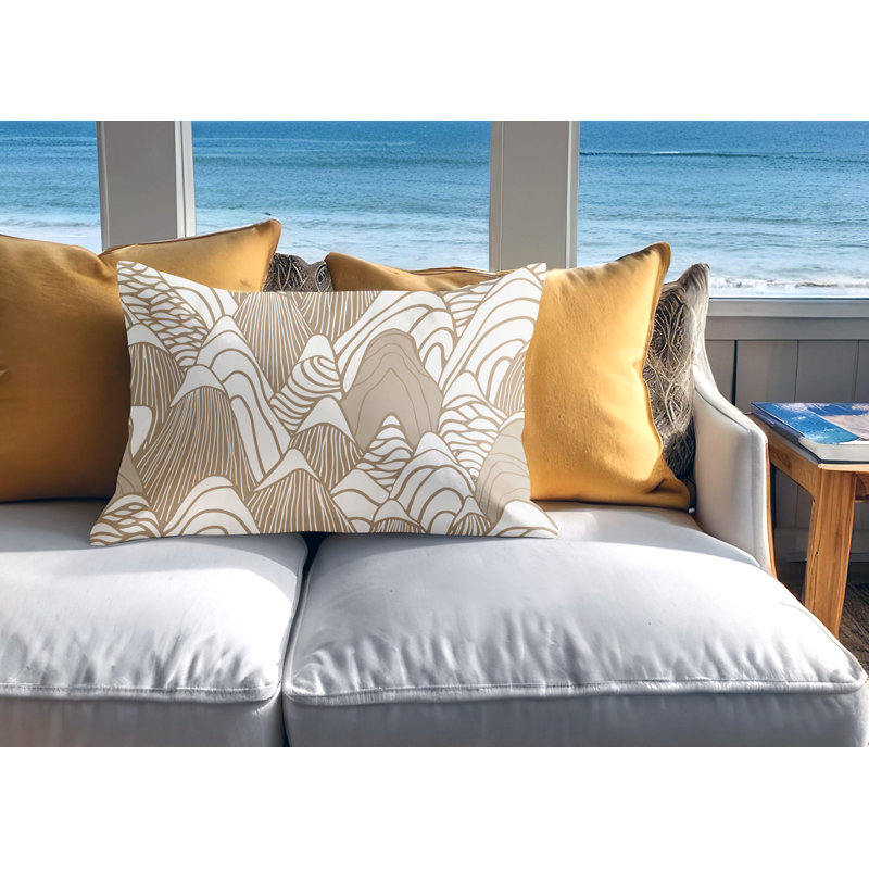 Barnon Abstract Outdoor Reversible Throw Pillow, Beige, 14"H x 20"W