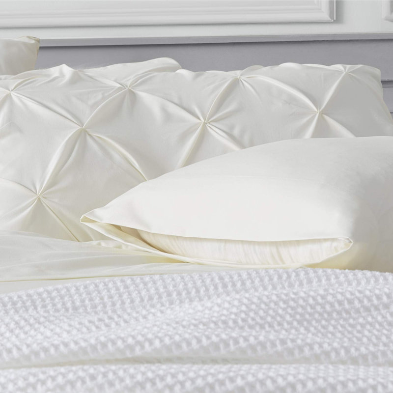 Bedsure King Pintuck Bed-in-a-Bag- Beige Pinch Pleat Comforter with Sheets, Pillowcases & Shams, Beige