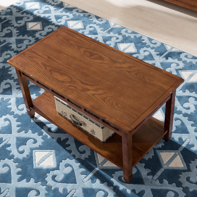 Rustic Solid Wood Slate Coffee Table, Rustic Oak