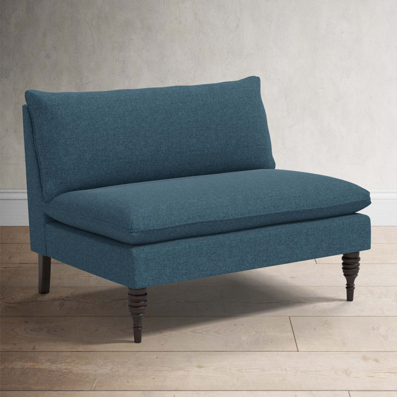 Varick Upholstered 47'' Settee, Zuma Navy Textured Linen