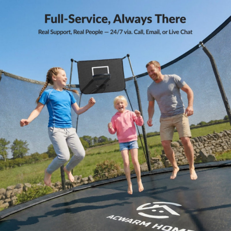 Trampoline noir Acwarm Home 2026 12Ft - 1500Lbs, Astm, avec ensemble de basketball léger à DEL, filet, échelle et coussin