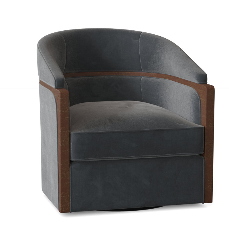 Forester 29" W Swivel Barrel Chair, Walnut, Parchment (8794 70)