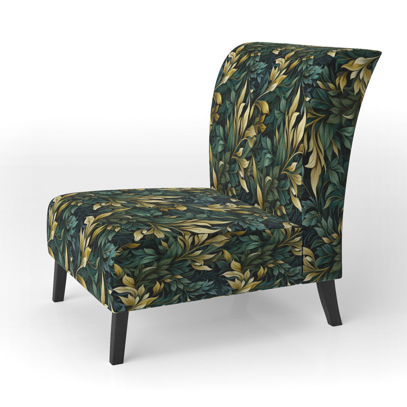 Fauteuil de chambre rembourré Farm Leaf, Vert feuille et harmonie jaune III
