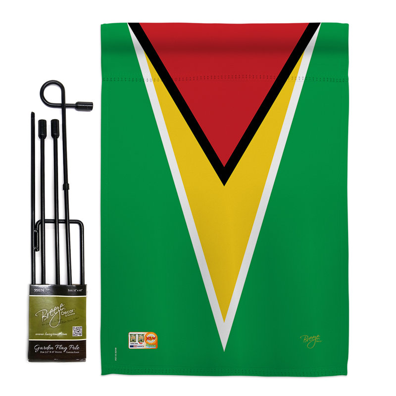 Ensemble drapeau 2 côtés 1 pi 7 po x 1 pi 1 po guyana