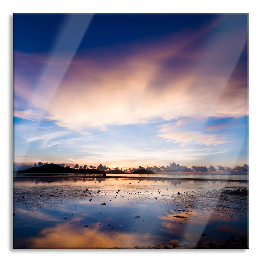 Glasbild Quadratisch  Wandbild Auf Echtglas  Wunderschöne Seelandschaft  Aufhängung Und Abstandshalter LQ6725