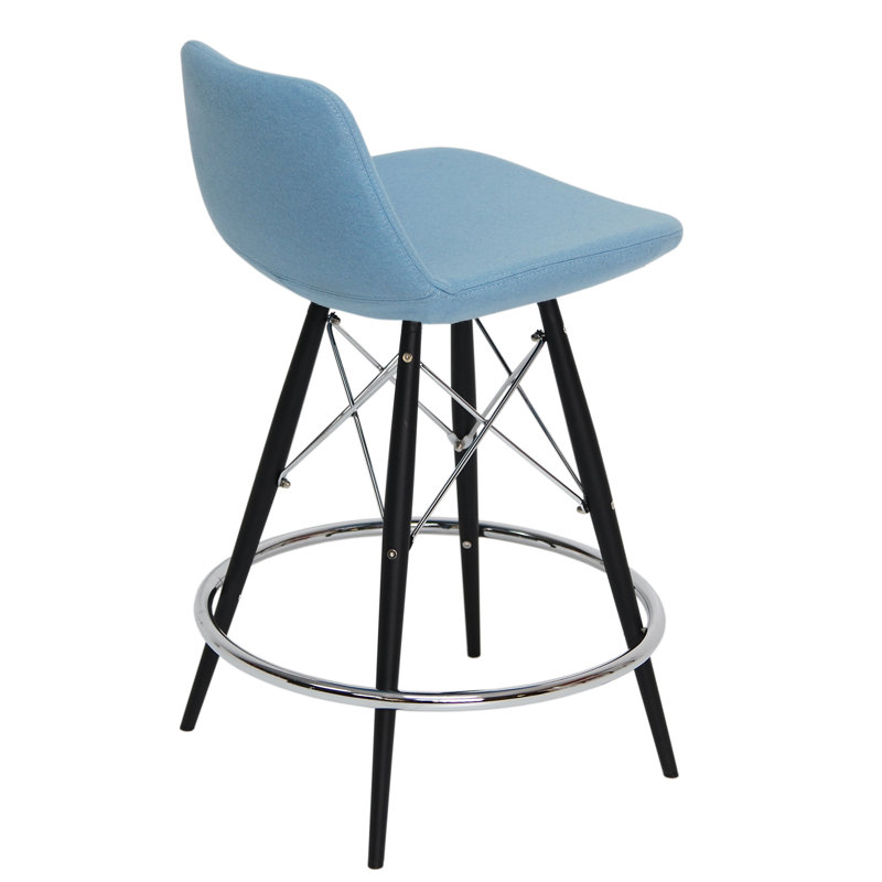 Pera 29" Bar Stool, Black/Chrome, Green