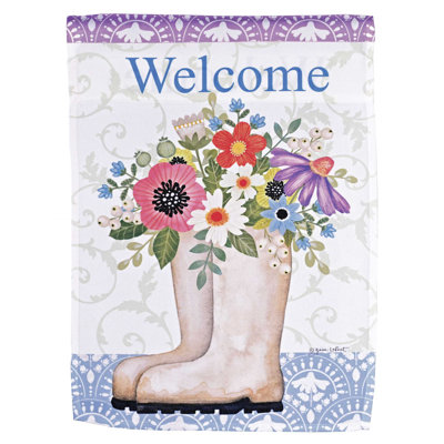 Flag Floral Boots Welcome 13x18