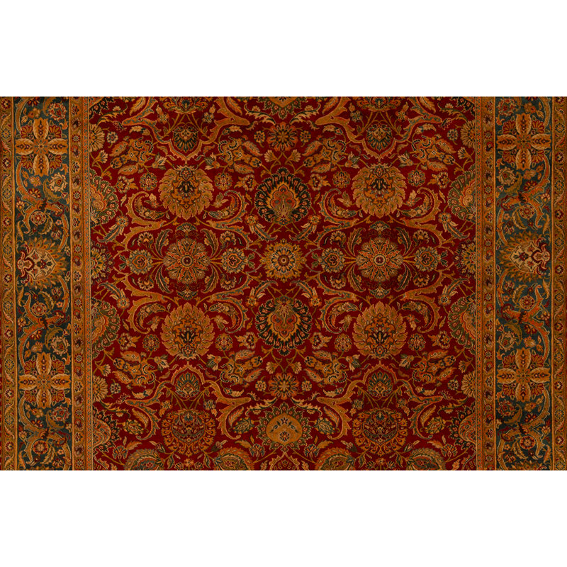 High-Quality Hand-Knotted Red And Blue Area Rug