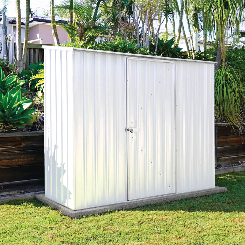 Abri de rangement en acier galvanisé résistant aux intempéries L 7 pi x P 3 pi Absco Space Saver, Surfmist