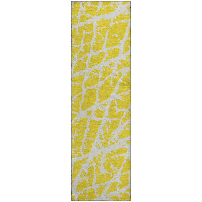 Premium Machine Washable Cerrito AMF501 Yellow Rug, Runner 2'3" x 7'6"