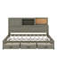Lit de jour en bois pleine grandeur avec 3 tiroirs de rangement, tablette souple supérieure, tablette et ensemble de prises et ports USB-1575488103