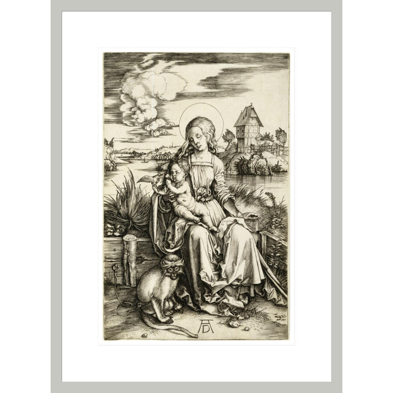 Vierge à l'enfant avec le singe par Albrecht Dürer, impression giclée sur cadre, H 21,75 po x l 16,15 po