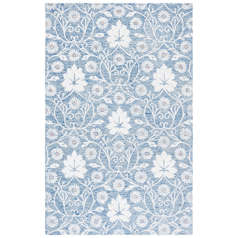 Glamour 610 Hand Tufted 45% Wool; 45% Viscose; 10% Cotton Floral Rug, Rectangle 4' x 6'