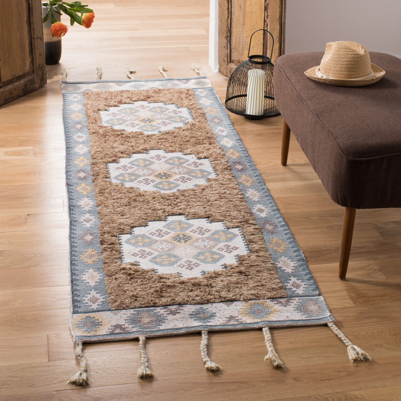 Tapis ivoire en laine Joppatowne, Tapis de couloir 2 pi 3 po x 8 pi