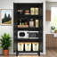 Armoire de rangement en métal de 155 cm (61 po) avec 2 portes élégantes, étagères réglables, noire, pour chambre, cuisine, bureau - Polyvalente, portes en acier noir faciles à nettoyer et idéale pour le salon, le corridor, grand espace de rangement.