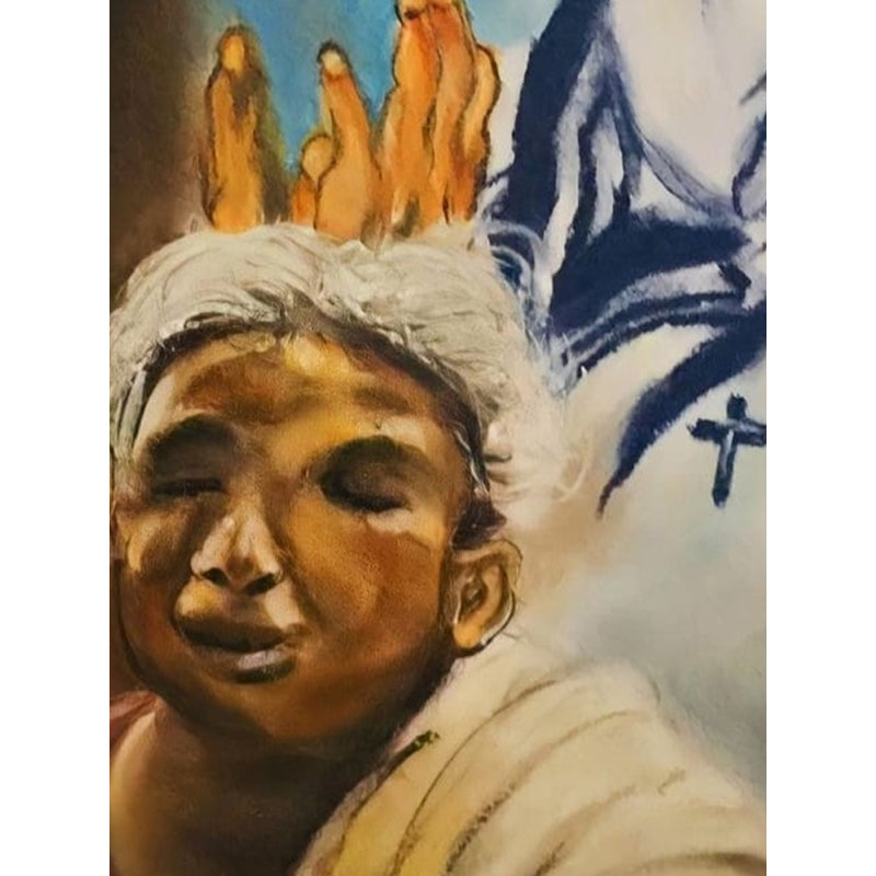 Maternité universelle | Shoft pastels sur feuille | Par Varnik Bansal
